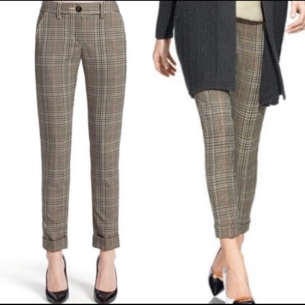 CAbi Plaid Hatter Cropped Trouser Pants Size 4